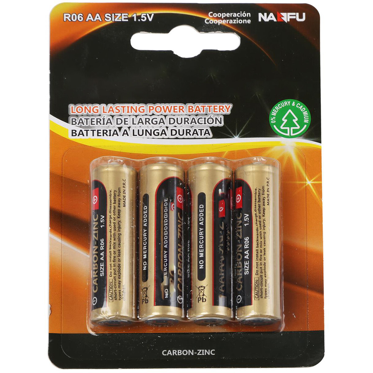 Batterij - Aigi Azo - AA/LR06 - 1.5V - Zink-Carbon Batterijen - 4 Stuks