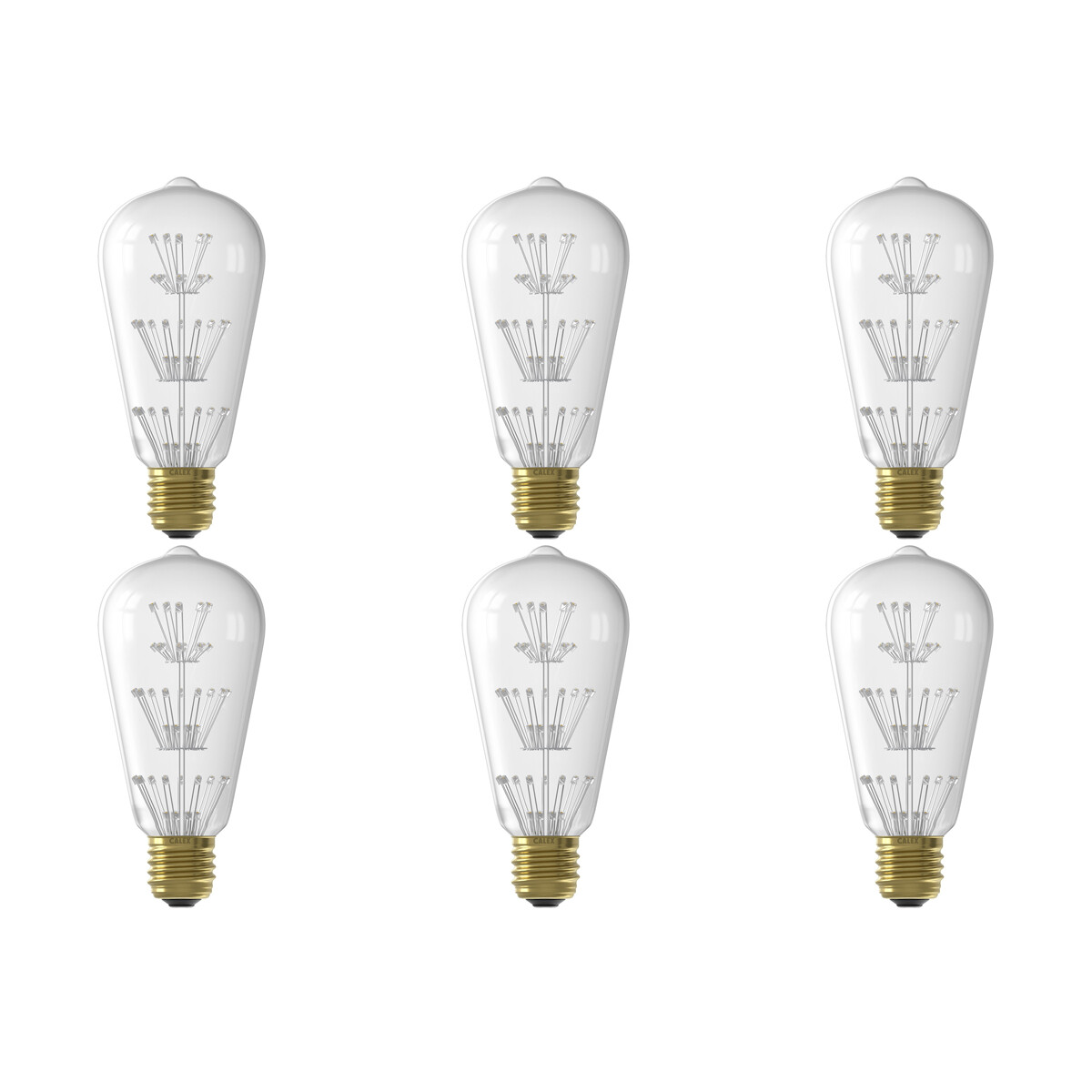 CALEX - LED Lamp 6 Pack - Pearl ST64 - E27 Fitting - 2W - Warm Wit 2100K - Transparant Helder