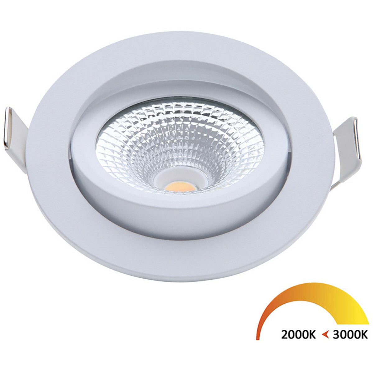 EcoDim - LED Spot - Inbouwspot - ED-10022 - 5W - Waterdicht IP54 - Dimbaar - Dim Warm - Warm Wit - Mat Wit - Aluminium - Rond - Kantelbaar | LED
