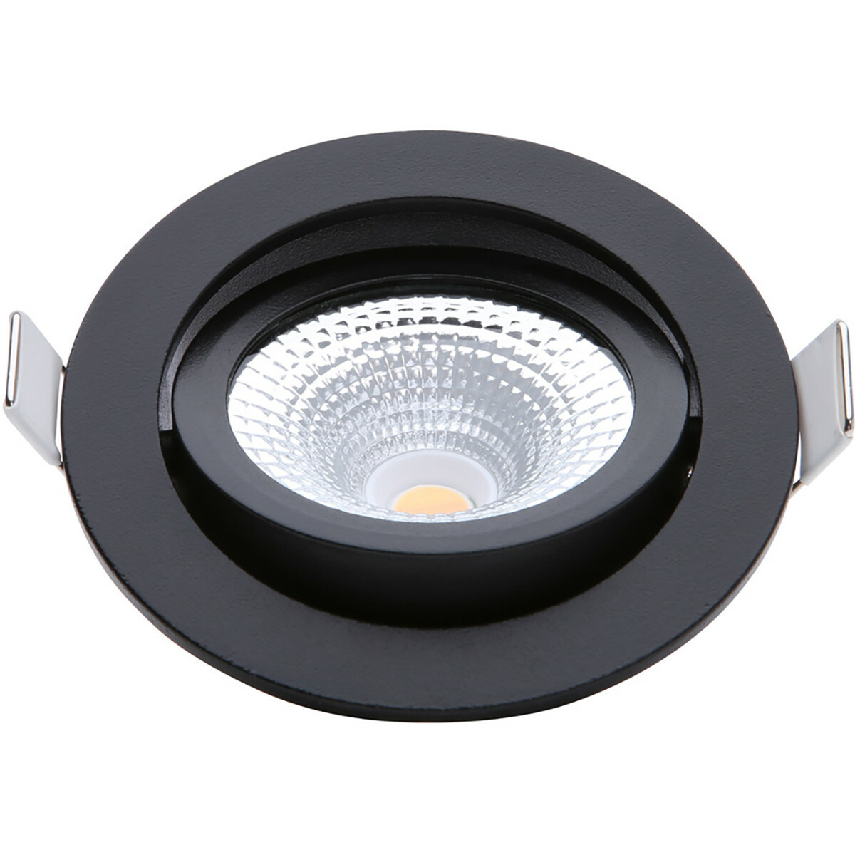 - LED Spot - Inbouwspot - ED-10023 - 5W - Waterdicht IP54 - Dimbaar - to Warm - Warm Wit 2000K-3000K - Mat Zwart - Aluminium - Rond - Kantelbaar | LED