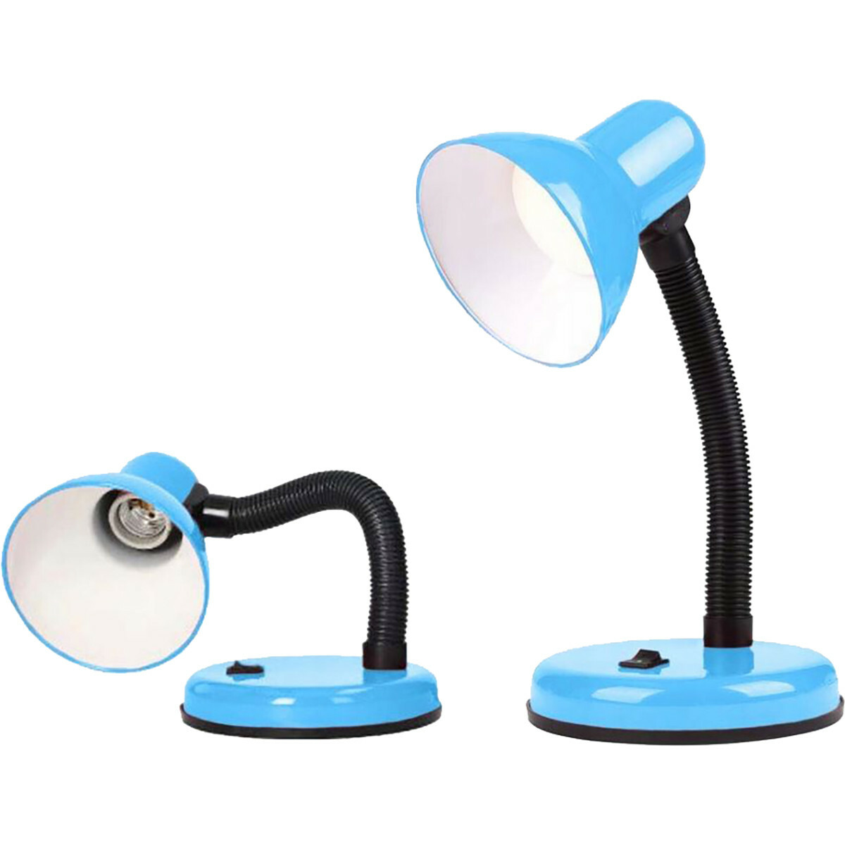 LED Bureaulamp Velvin Brin - E27 Fitting - Aan/Uit Schakelaar - Flexibele Arm - Blauw BES LED