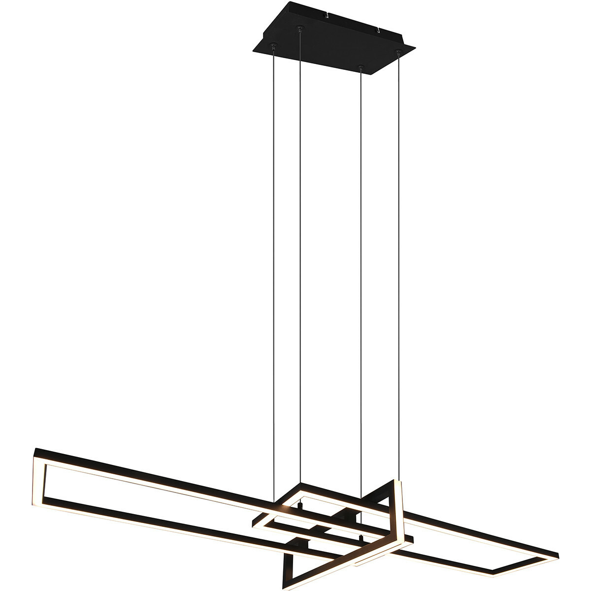 Hanglamp - Trion Salana Warm Wit 3000K - Dimbaar - Rechthoek - Mat Zwart - Aluminium | BES LED
