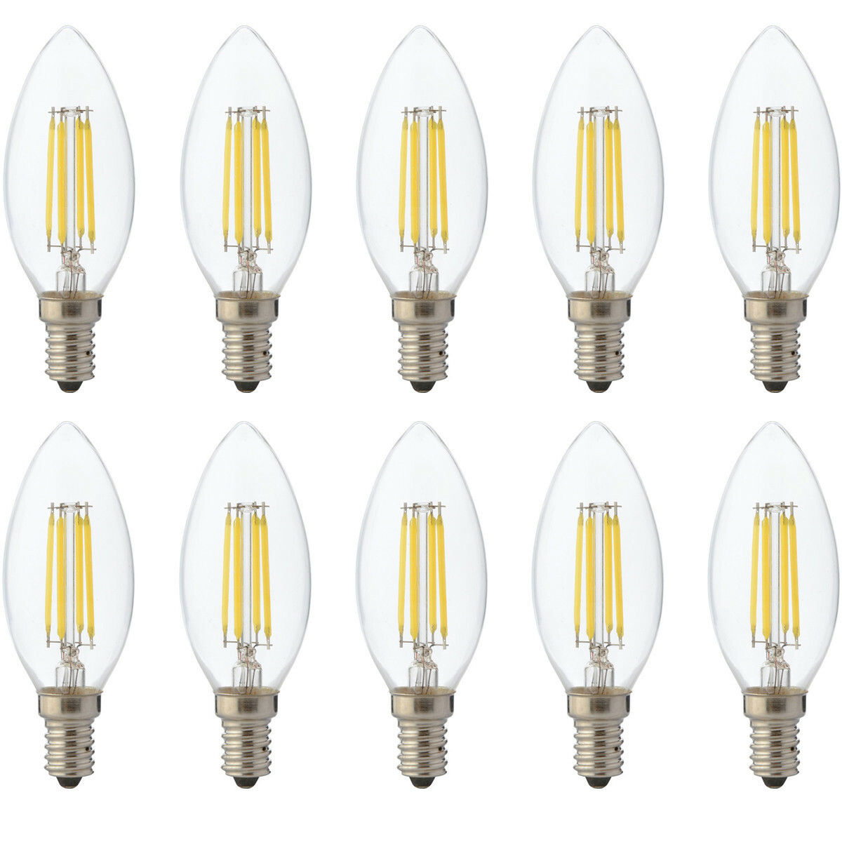Oxide Uitbreiding bezoeker Voordeelpak LED Lamp 10 Pack - Kaarslamp - Filament - E14 Fitting - 6W  Dimbaar - Warm Wit 2700K | BES LED