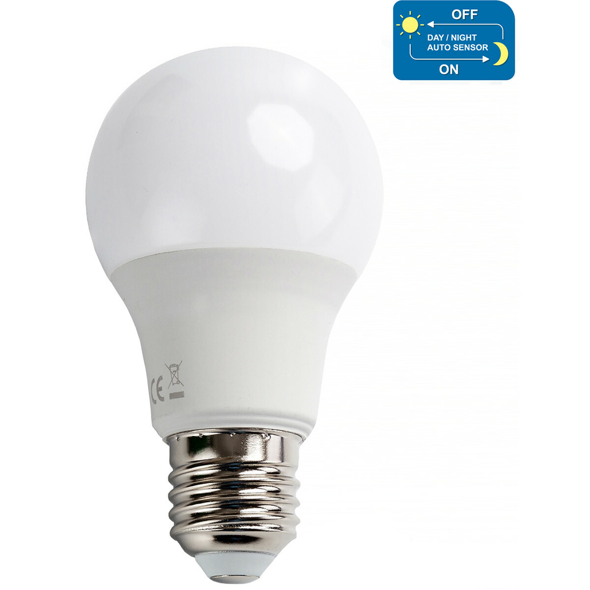 hulp in de huishouding Reclame Bereiken LED Lamp - Dag en Nacht Sensor - Aigi Lido - A60 - E27 Fitting - 8W -  Helder/Koud Wit 6500K - Wit | BES LED