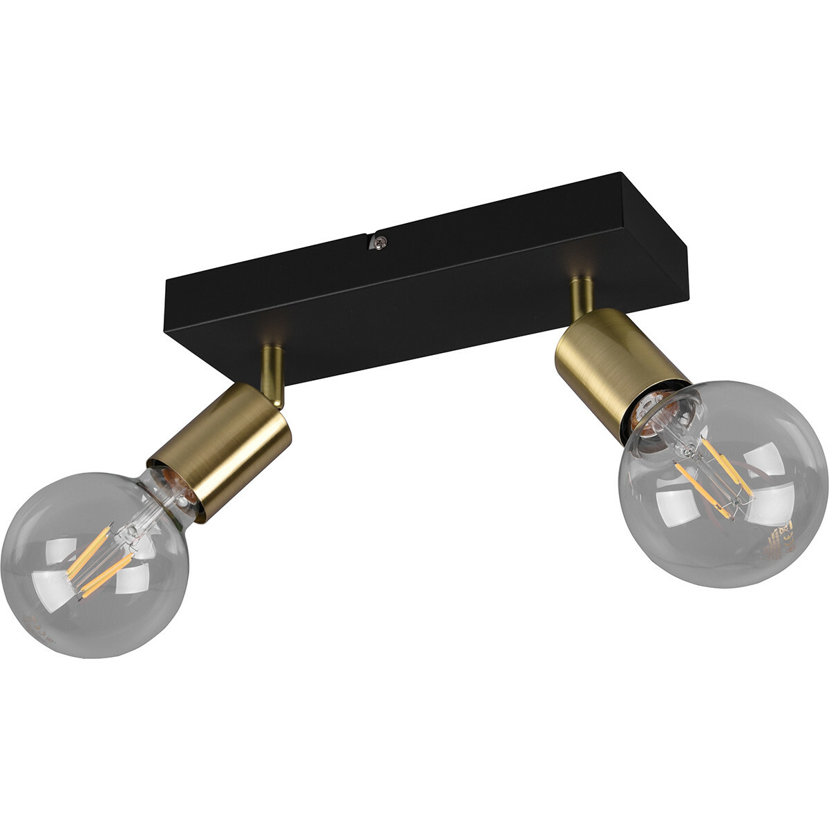 Uitstroom defect doel LED Plafondspot - Trion Zuncka - E27 Fitting - 2-lichts - Rechthoek - Mat  Zwart/Goud - Aluminium | BES LED