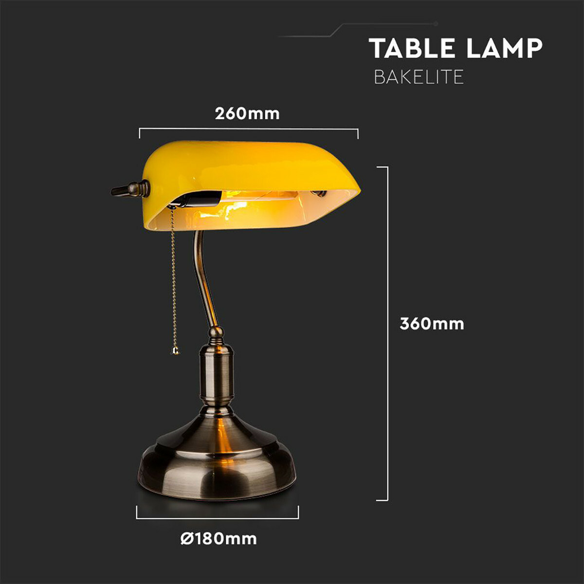 - Bankierslamp - Notarislamp Viron Trina - E27 Fitting - Rond - Geel - Aluminium | BES LED