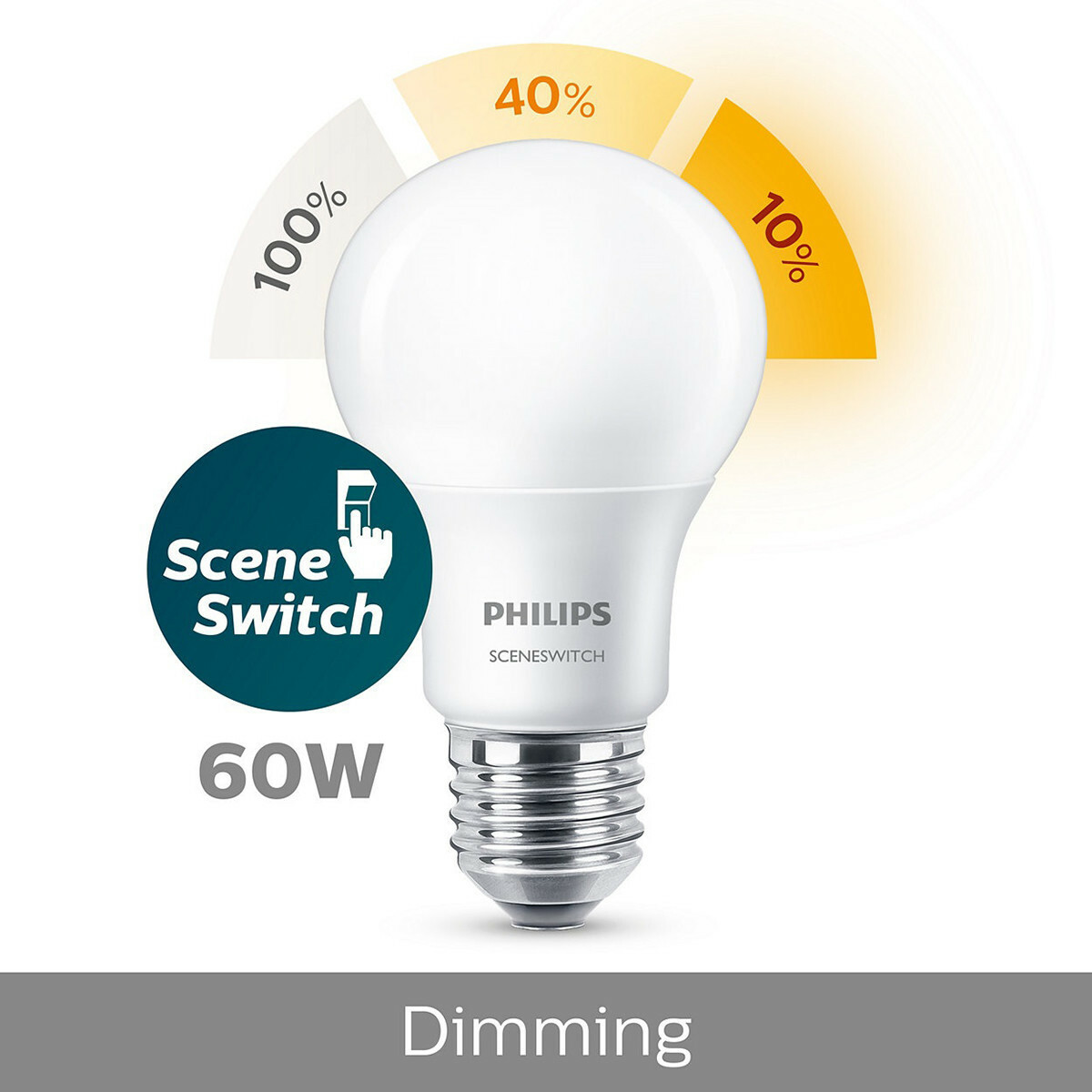 Voordeelpak PHILIPS - LED Lamp 10 Pack - SceneSwitch A60 - E27 Fitting - Dimbaar - 2W-8W - Warm Wit 2200K-2700K | 60W BES LED