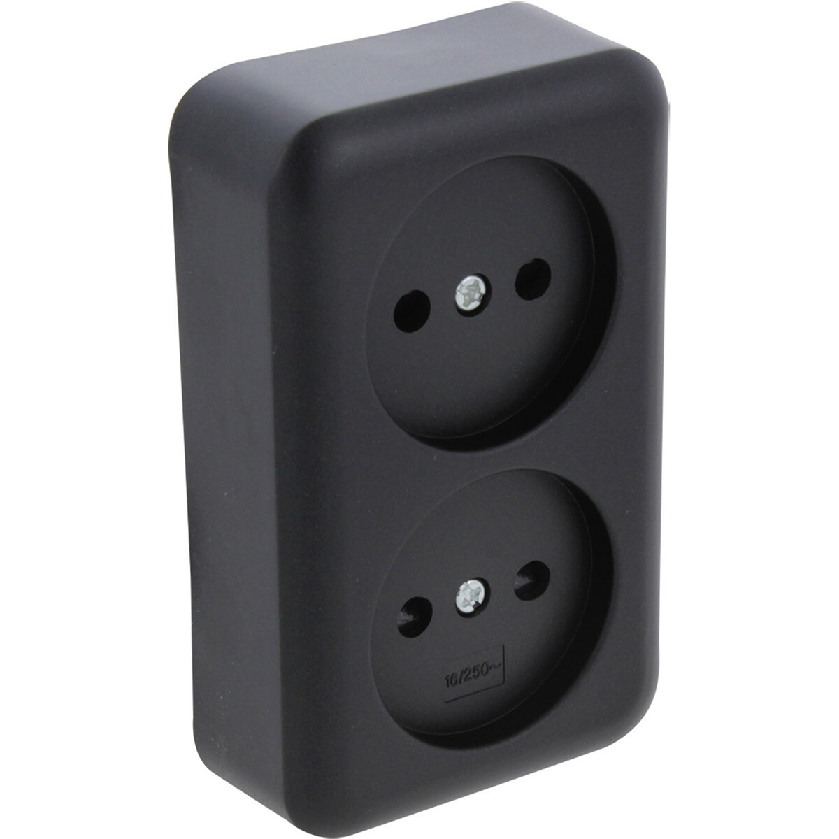 Q-LINK - Wandcontactdoos Opbouw - Dubbel Stopcontact - Kinderbeveiliging Mat BES LED