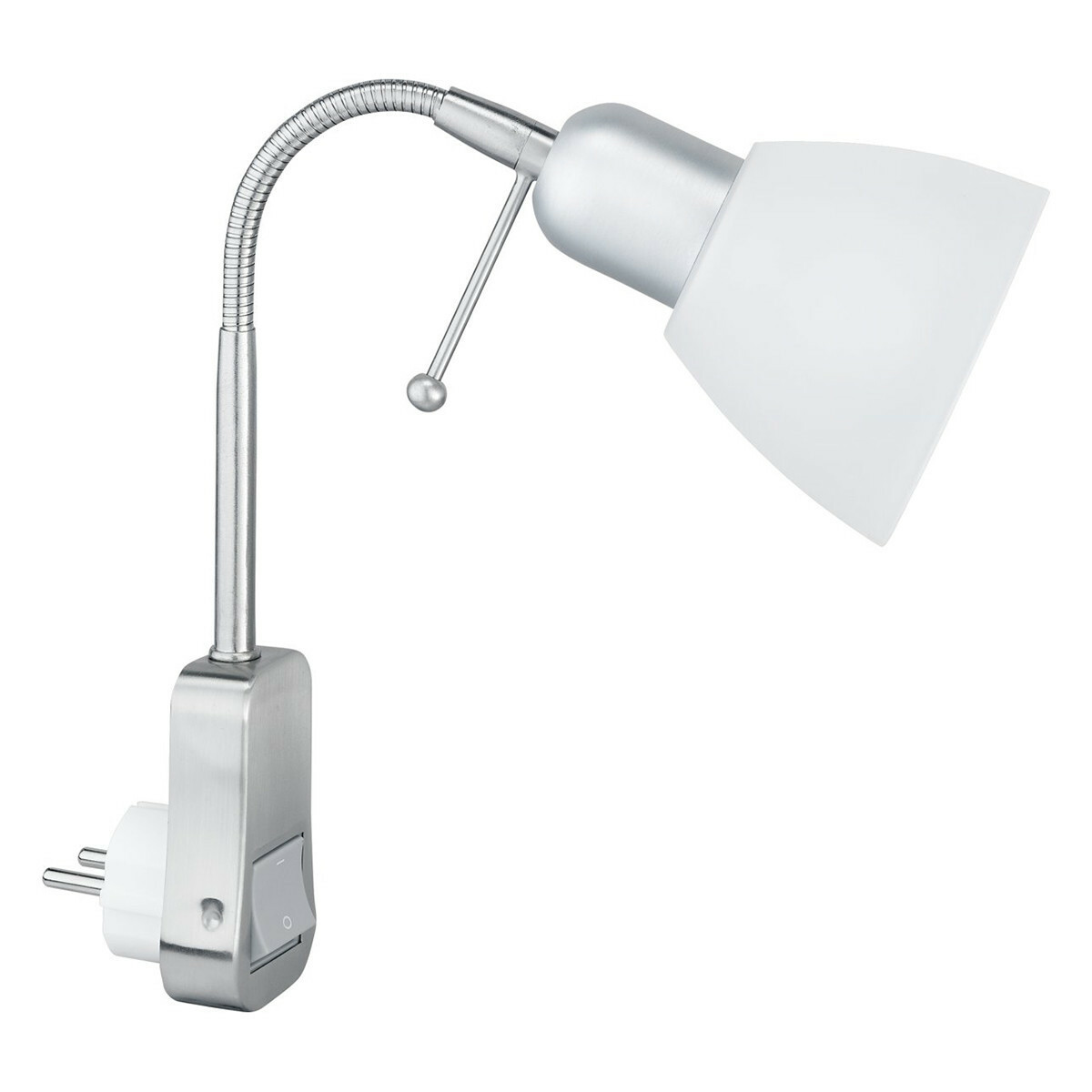 Kan worden berekend Beschrijvend pack Stopcontact Lamp - Stekkerlamp - Stekkerspot - met Schakelaar - Trion -  Rond - Mat Chroom - Aluminium - E14 | BES LED