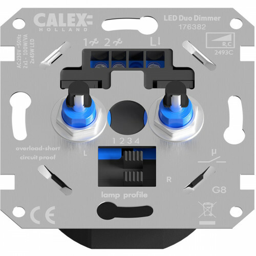 CALEX - LED DUO Dimmer - Dubbele Inbouwdimmer - Dubbel Knop - 3-70W