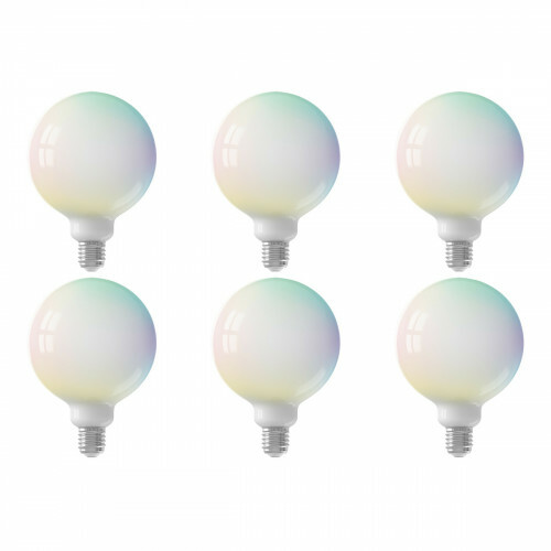 CALEX - LED Lamp 6 Pack - Globe - Smart LED G125 - E27 Fitting - Dimbaar - 5W - Aanpasbare Kleur CCT - RGB - Mat Wit