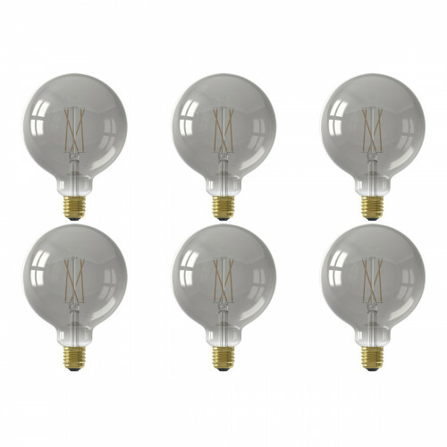 CALEX - LED Lamp 6 Pack - Globe - Smart LED G125 - E27 Fitting - Dimbaar - 7W - Aanpasbare Kleur CCT - Grijs