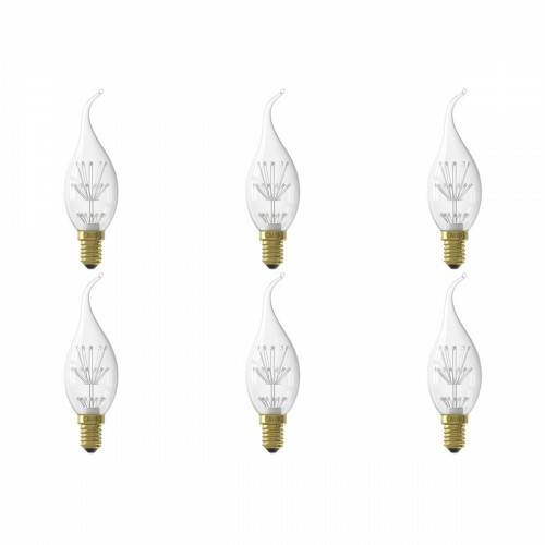 CALEX - LED Lamp 6 Pack - Kaarslamp BXS35 - E14 Fitting - 1W - Warm Wit 2100K - Transparant Helder