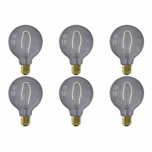 CALEX - LED Lamp 6 Pack - Nora Topaz G95 - E27 Fitting - Dimbaar - 4W - Warm Wit 2200K - Grijs