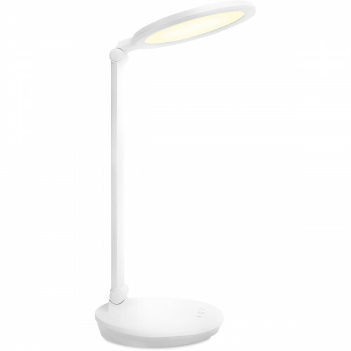 LED Bureaulamp - Aigi Awet - 8W - Aanpasbare Kleur - USB Oplaadbaar - Dimbaar - Rond - Mat Wit - Kunststof