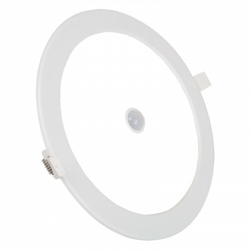 LED Downlight Slim - Aigi - PIR Bewegingssensor 360° - Inbouw Rond 12W - Helder/Koud Wit 6000K - Mat Wit - Ø170mm