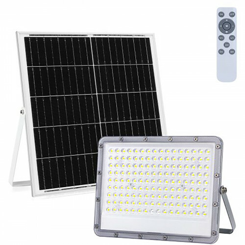 Floodlight op Zonne-energie - LED Schijnwerper - Aigi - LED Solar Tuinverlichting Wandlamp - Afstandsbediening - Waterdicht IP65 - 200W - Wit 6500K | BES LED