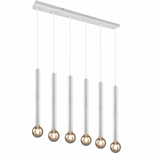 LED Hanglamp - Hangverlichting - Trion Claro - E27 Fitting - 6-lichts - Rond - Mat Wit - Aluminium