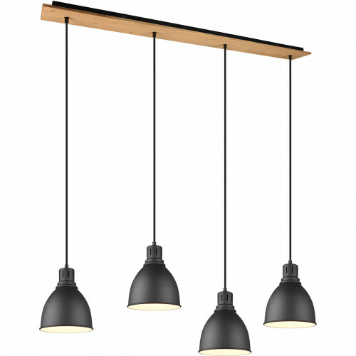 LED Hanglamp - Hangverlichting - Trion Handoll - E27 Fitting - 4-lichts - Rechthoek - Mat Zwart - Aluminium