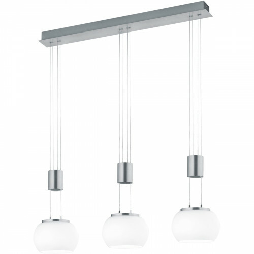 LED Hanglamp - Hangverlichting - Trion Maliba - 24W - 3-lichts - Warm Wit 3000K - Dimbaar - Rechthoek - Mat Nikkel - Aluminium