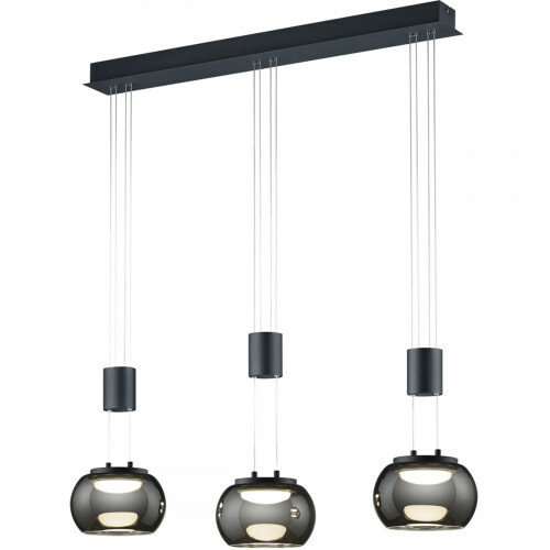 LED Hanglamp - Hangverlichting - Trion Maliba - 24W - 3-lichts - Warm Wit 3000K - Dimbaar - Rechthoek - Mat Zwart - Aluminium