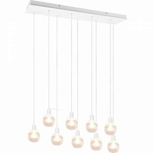 LED Hanglamp - Hangverlichting - Trion Merda - E14 Fitting - 9-lichts - Rechthoek - Mat Wit - Aluminium