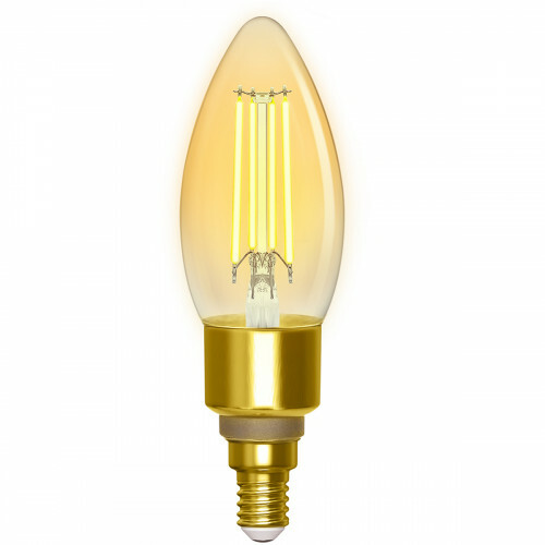 LED Lamp - Filament - Smart LED - Aigi Delano - Bulb C35 - 4.5W - E14 Fitting - Slimme LED - Wifi LED + Bluetooth - Aanpasbare Kleur - Amber - Glas