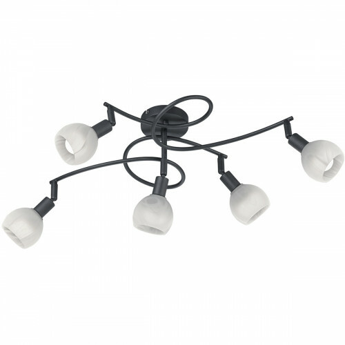 LED Plafondspot - Trion Brista - E14 Fitting - 5-lichts - Rond - Mat Zwart - Aluminium