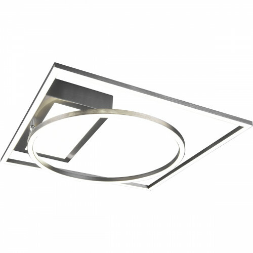 LED Plafondlamp - Plafondverlichting - Trion Dowino - 33W - Aanpasbare Kleur - Afstandsbediening - Dimbaar - Vierkant - Mat Nikkel - Aluminium