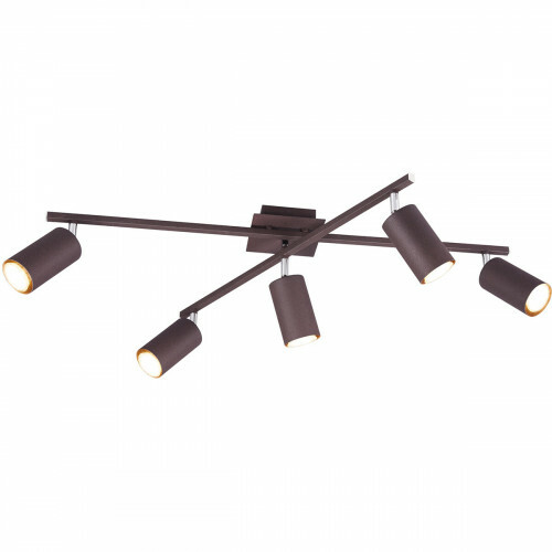 LED Plafondspot - Trion Mary - GU10 Fitting - 5-lichts - Rechthoek - Roestkleur - Aluminium