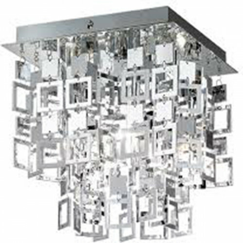 LED Plafondlamp - Plafondverlichting - Trion Quson - E27 Fitting - 1-lichts - Vierkant - Mat Chroom - Aluminium