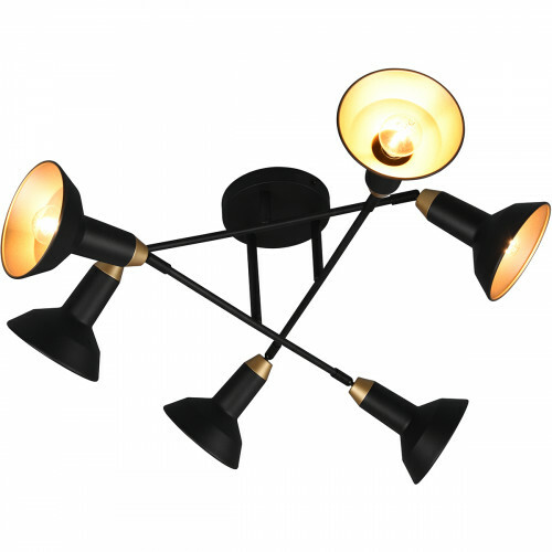 LED Plafondspot - Trion Rollo - E14 Fitting - 6-lichts - Rond - Mat Zwart - Aluminium