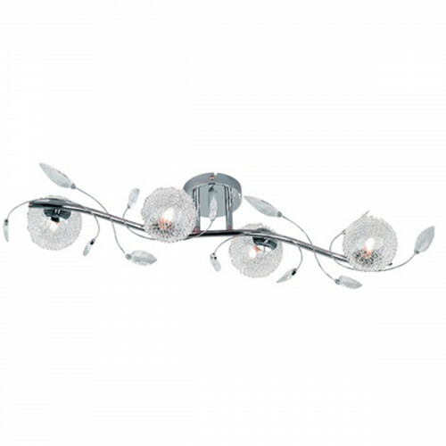 LED Plafondlamp - Trion Ware - G9 Fitting - 4-lichts - Rechthoek - Glans Chroom - Aluminium