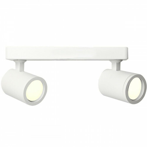 LED Plafondspot - Facto Colri - GU10 Fitting - 2-lichts - Rond - Mat Wit - Kantelbaar - Aluminium