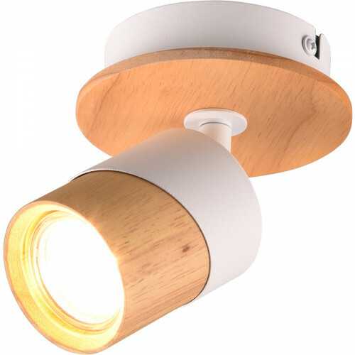 LED Plafondspot - Trion Arnia - GU10 Fitting - 1-lichts - Rond - Hout/Wit - Natuurhout