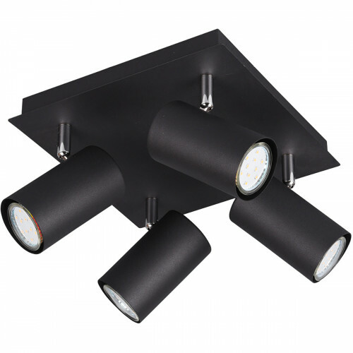 LED Plafondspot - Trion Mary - GU10 Fitting - 4-lichts - Vierkant - Mat Zwart - Aluminium