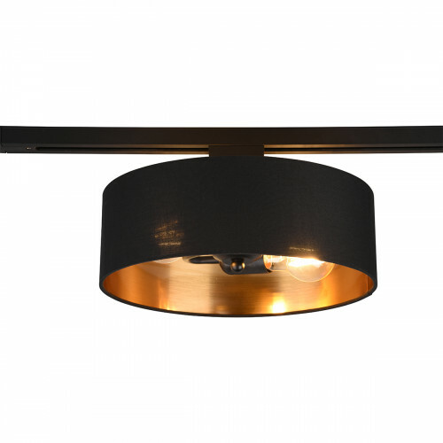 assistent Peuter garage LED Railverlichting - Plafondlamp - Plafondverlichting - Trion Dual Hostons  - 2 Fase - E27 Fitting - Rond - Mat Zwart/Goud - Textiel | BES LED