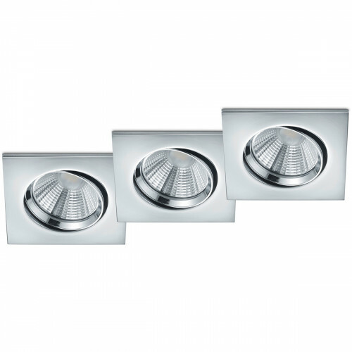 LED Spot 3 Pack - Inbouwspot - Trion Paniro - Vierkant 5W - Dimbaar - Warm Wit 3000K - Mat Chroom - Aluminium - 80mm