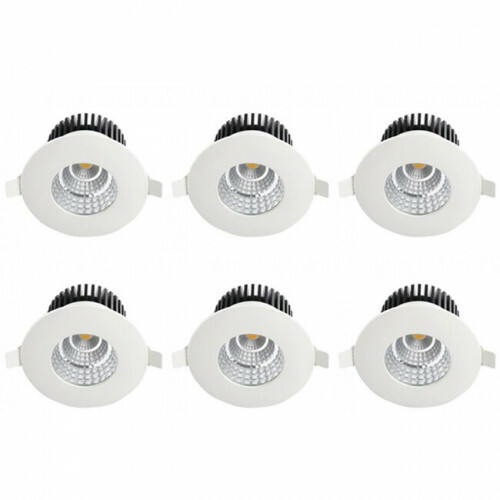 LED Spot 6 Pack - Inbouwspot - Rond 6W - Waterdicht IP65 - Natuurlijk Wit 4200K - Mat Wit Aluminium - Ø90mm