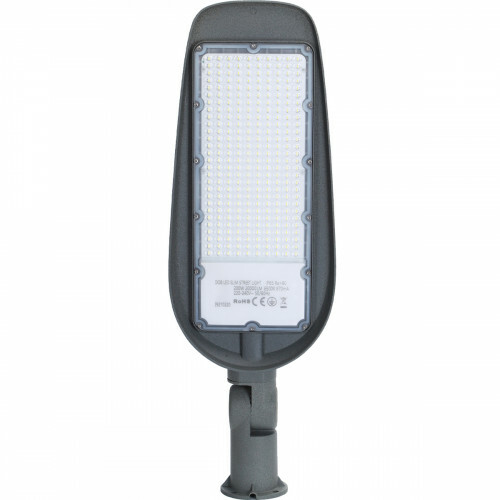 LED Straatlamp - Straatverlichting - Aigi Animo - 200W - Helder/Koud Wit 6500K - Waterdicht IP65 - Mat Grijs - Aluminium