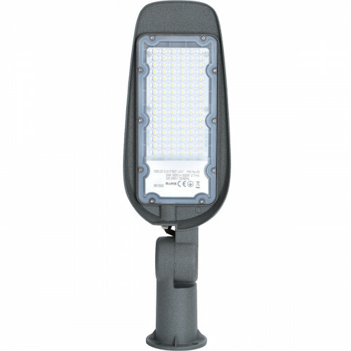 LED Straatlamp - Straatverlichting - Aigi Animo - 50W - Helder/Koud Wit 6500K - Waterdicht IP65 - Mat Grijs - Aluminium