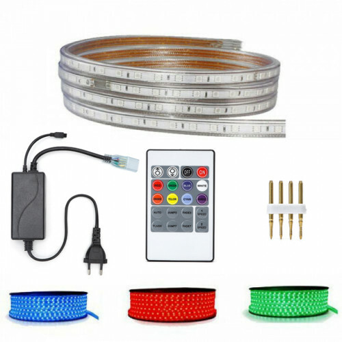 LED Strip Set RGB - 1 Meter - Dimbaar - IP65 Waterdicht - Afstandsbediening - 230V
