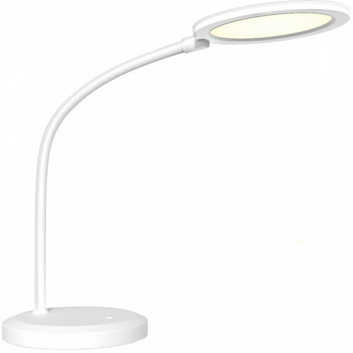 LED Bureaulamp - Tafelverlichting - Aigi Priton - 7W - Natuurlijk Wit 4000K - Dimbaar - Rond - Mat Wit - Kunststof