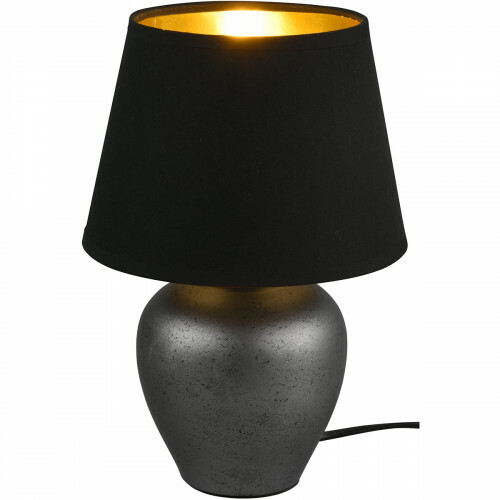 LED Tafellamp - Tafelverlichting - Trion Albino - E14 Fitting - Rond - Antiek Nikkel/Zwart/Goud - Keramiek - Ø180mm