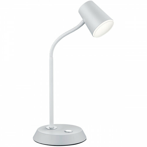 LED Bureaulamp - Tafelverlichting - Trion Narca - 4W - Warm Wit 3000K - Rond - Mat Wit - Aluminium