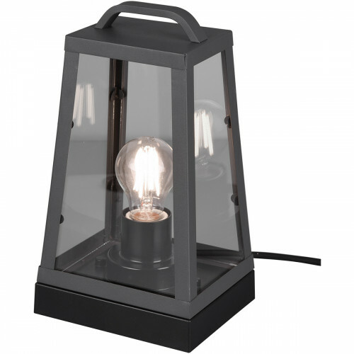 LED Tafellamp - Trion Aknaky - E27 Fitting - Vierkant - Mat Zwart - Aluminium