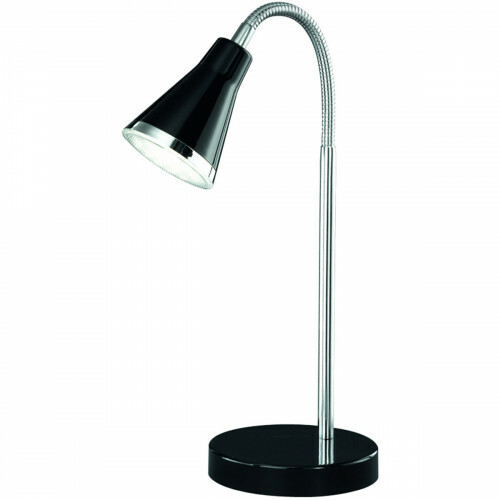 LED Bureaulamp - Trion Arora - 3W - Warm Wit 3000K - Rond - Glans Zwart - Kunststof