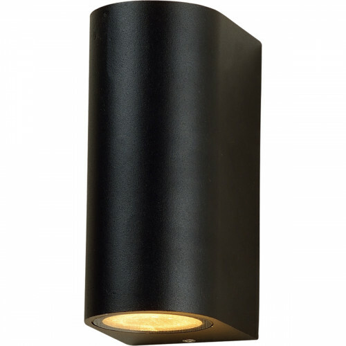 LED Tuinverlichting - Buitenlamp - Prixa Hoptron - Up en Down - GU10 Fitting - Rond - Mat Zwart - Aluminium