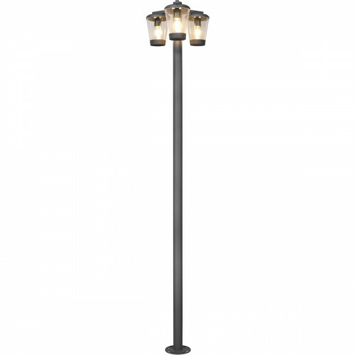 LED Tuinverlichting - Staande Buitenlamp - Trion Civonu - E27 Fitting - 3-lichts - Spatwaterdicht IP44 - Rond - Mat Antraciet - Aluminium