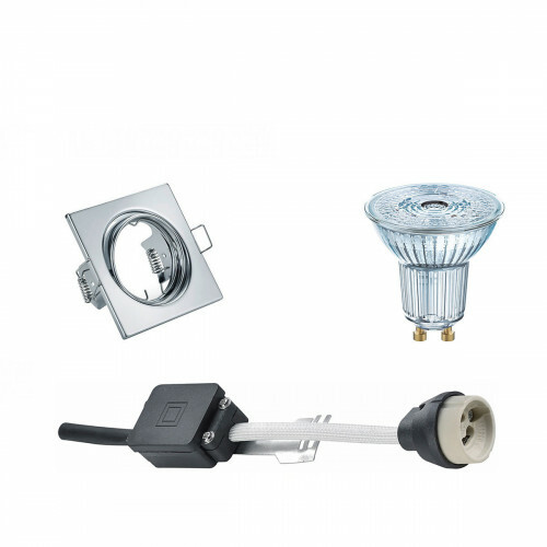 LED Spot Set - LEDVANCE Parathom PAR16 927 36D - GU10 Fitting - Dimbaar - Inbouw Vierkant - Glans Chroom - 5.5W - Warm Wit 2700K - Kantelbaar 80mm